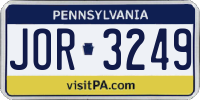 PA license plate JOR3249