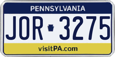 PA license plate JOR3275