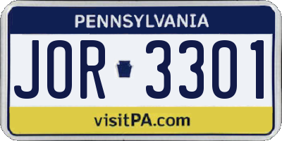 PA license plate JOR3301