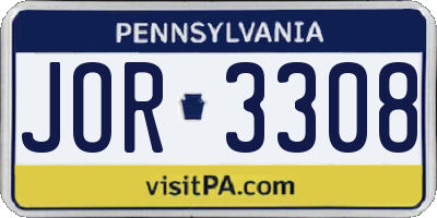 PA license plate JOR3308