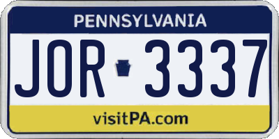 PA license plate JOR3337