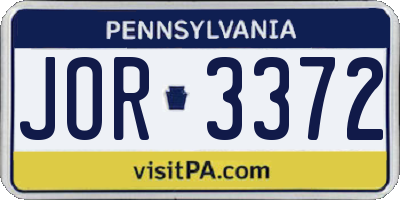 PA license plate JOR3372