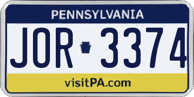 PA license plate JOR3374