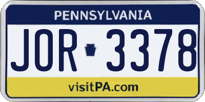 PA license plate JOR3378