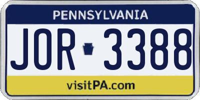 PA license plate JOR3388
