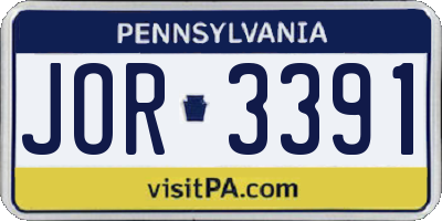 PA license plate JOR3391