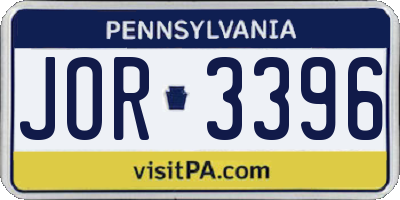 PA license plate JOR3396