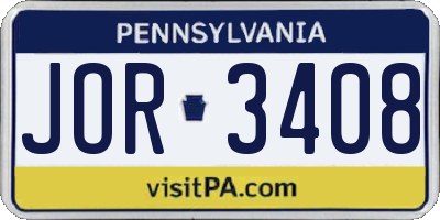 PA license plate JOR3408
