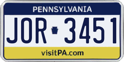 PA license plate JOR3451