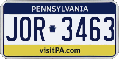 PA license plate JOR3463