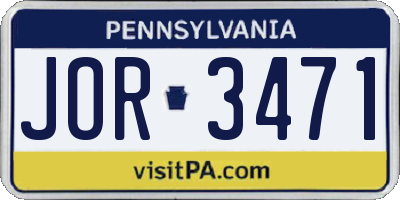 PA license plate JOR3471