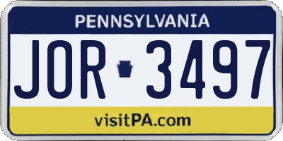 PA license plate JOR3497