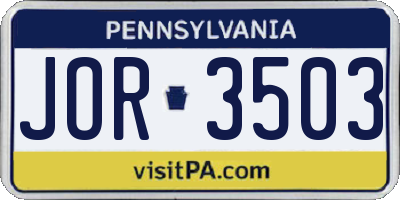 PA license plate JOR3503