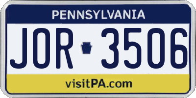 PA license plate JOR3506