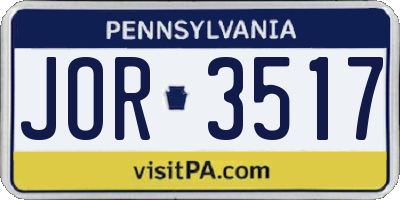 PA license plate JOR3517
