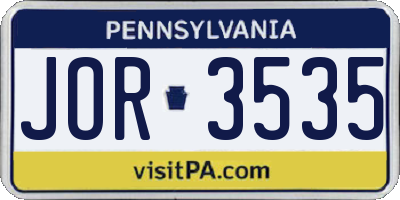 PA license plate JOR3535
