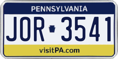 PA license plate JOR3541