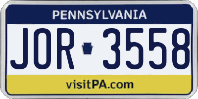 PA license plate JOR3558