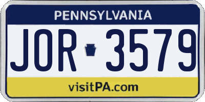 PA license plate JOR3579