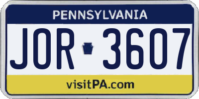 PA license plate JOR3607