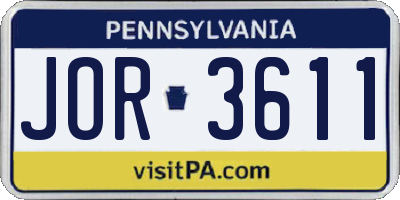 PA license plate JOR3611