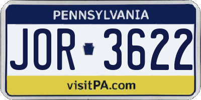 PA license plate JOR3622