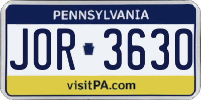 PA license plate JOR3630