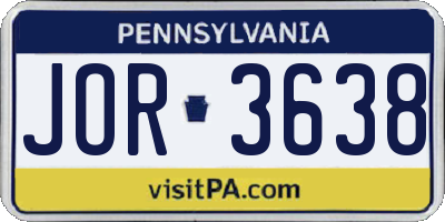 PA license plate JOR3638