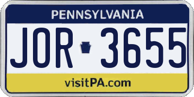 PA license plate JOR3655