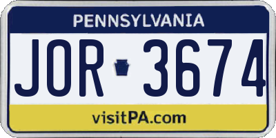 PA license plate JOR3674