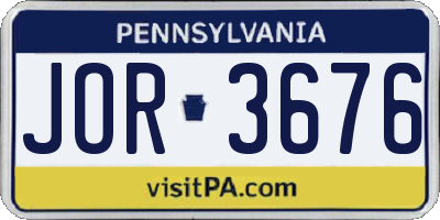 PA license plate JOR3676