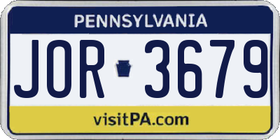 PA license plate JOR3679
