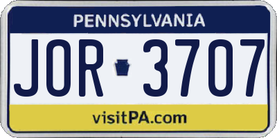 PA license plate JOR3707