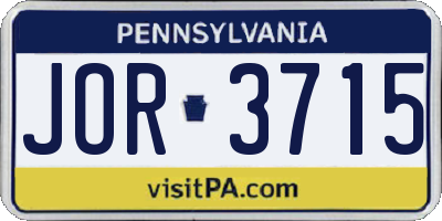 PA license plate JOR3715