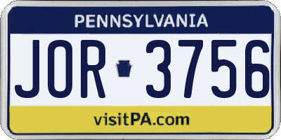 PA license plate JOR3756