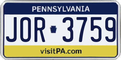 PA license plate JOR3759