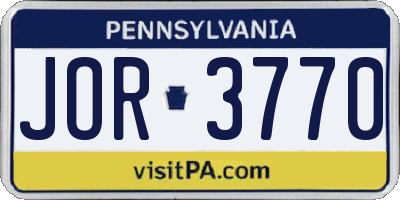 PA license plate JOR3770