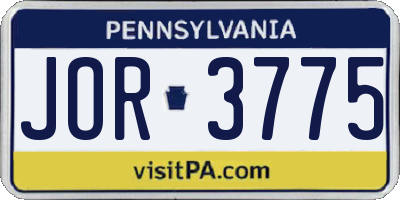 PA license plate JOR3775