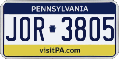 PA license plate JOR3805