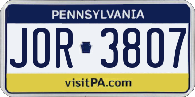 PA license plate JOR3807