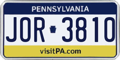PA license plate JOR3810
