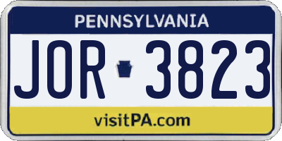 PA license plate JOR3823