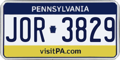 PA license plate JOR3829