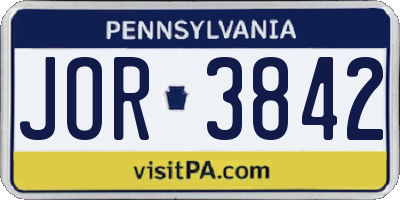 PA license plate JOR3842
