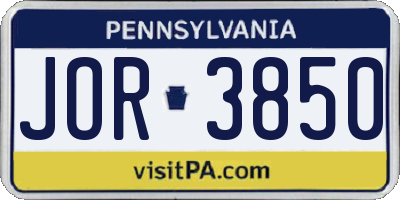 PA license plate JOR3850