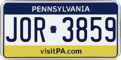 PA license plate JOR3859