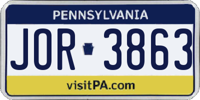 PA license plate JOR3863