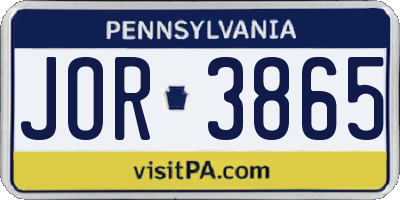 PA license plate JOR3865