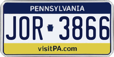 PA license plate JOR3866