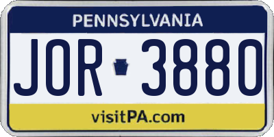 PA license plate JOR3880